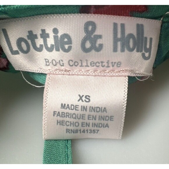 BOG Lottie & Holly Green Floral Boho Tiered Ruffle Mini Sleeveless Dress NWT XS - Picture 9 of 9